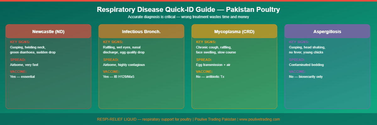 Clinical signs of respiratory disease in poultry infographic